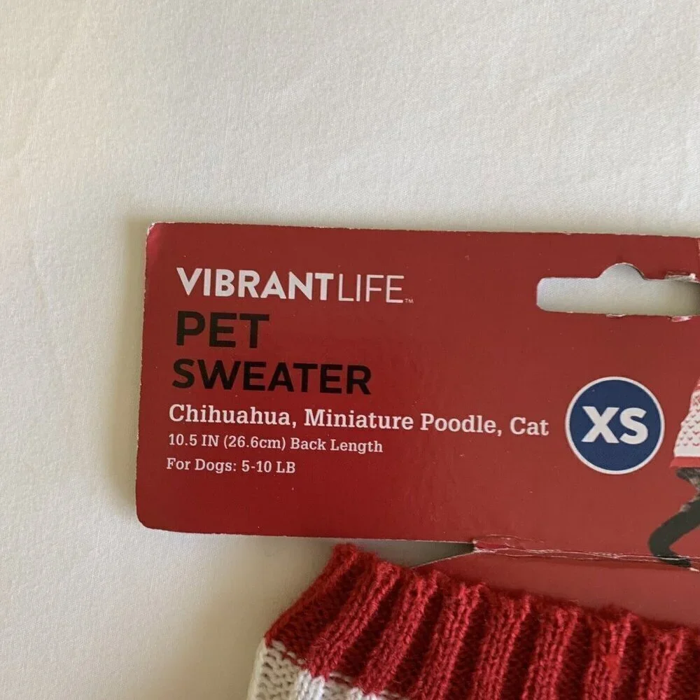 Vibrant Life Holiday Merry Bright Snowflakes Dog/Cat Sweater XS New